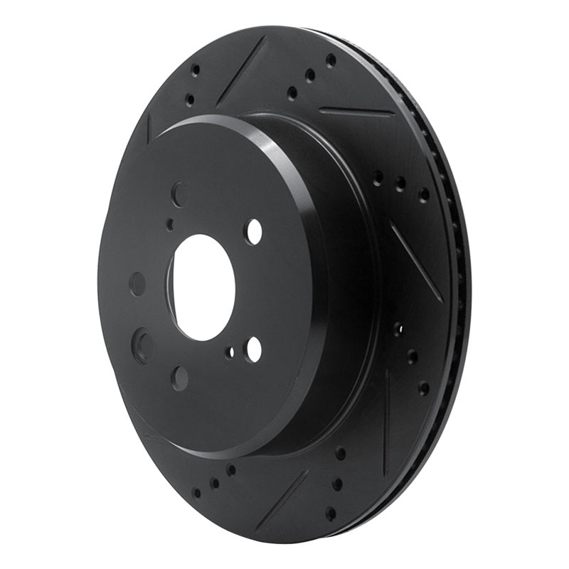 R1 Concepts R1 06-20 Lexus GS300 Rear Left Drilled & Slotted Black Brake Rotor