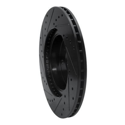 R1 Concepts R1 86-92 Toyota Supra Front Right Drilled & Slotted Black Brake Rotor