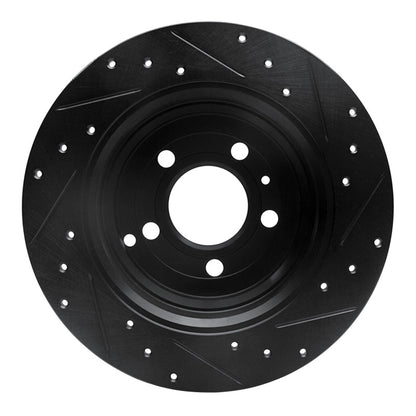 R1 Concepts R1 96-04 Volvo S70 Rear Left Drilled & Slotted Black Brake Rotor