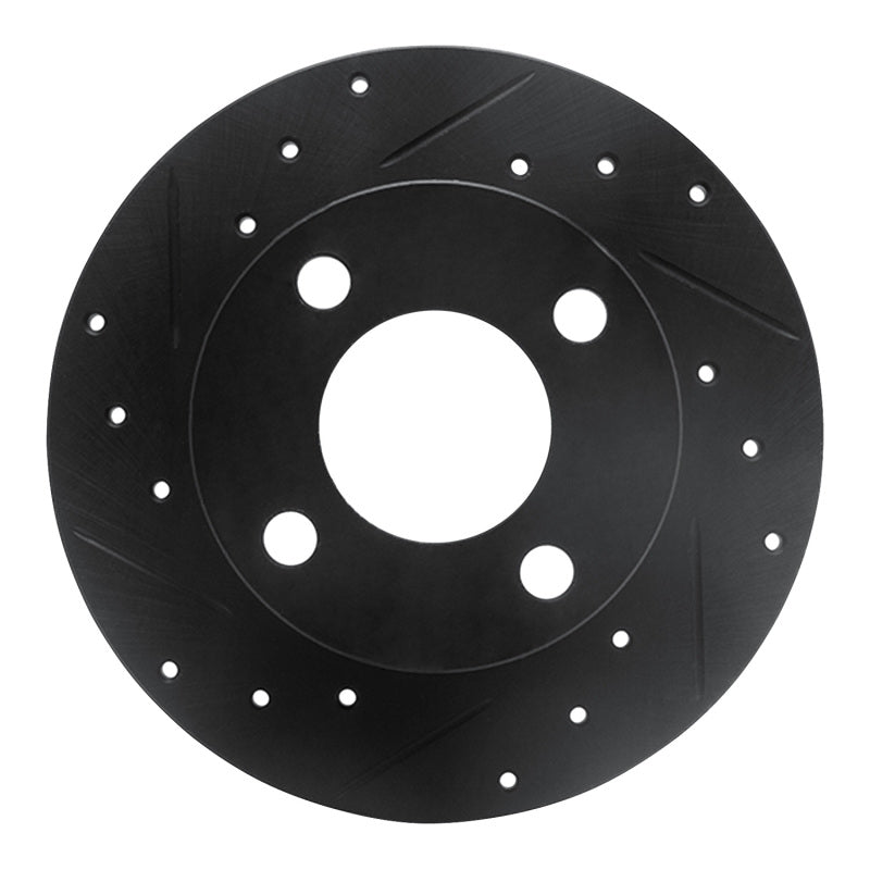 R1 Concepts R1 89-91 Audi 100 Rear Left Drilled & Slotted Black Brake Rotor