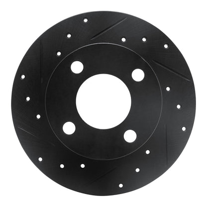 R1 Concepts R1 89-91 Audi 100 Rear Left Drilled & Slotted Black Brake Rotor
