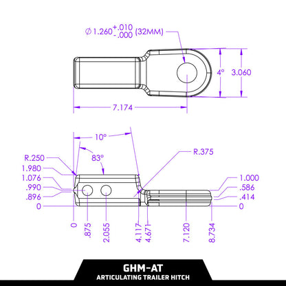 GEN-Y Hitch Gen-Y 2in Shank 4500 KG Australian Tounge/Ball Mount 32mm Hole Articulating Trailer Hitch