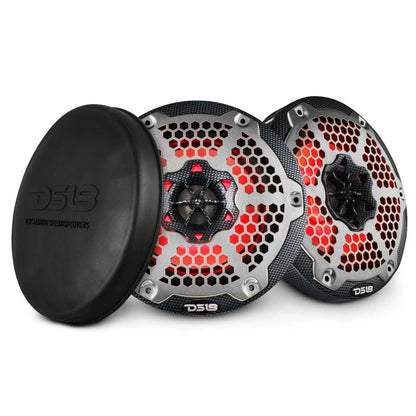 DS18 NXL-M Series Spkr w/ RGB LED Lights 6.5in 2-Way 125 Watts RMS 4 ohm Black Crbn Fiber w/ Cover