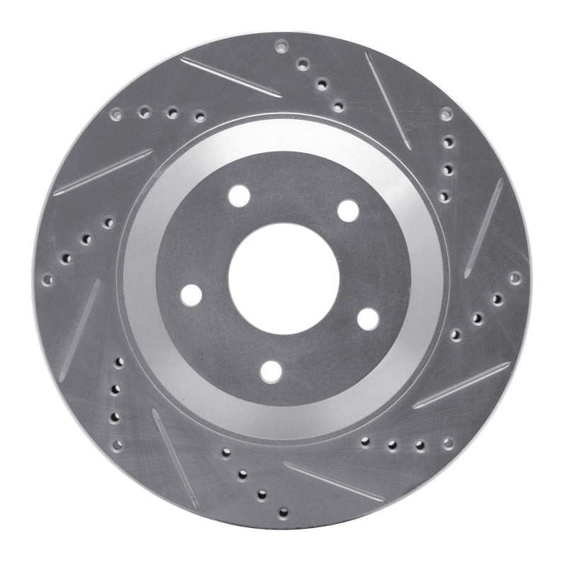 R1 Concepts R1 97-09 Cadillac XLR Left Front Drilled & Slotted Silver Brake Rotor