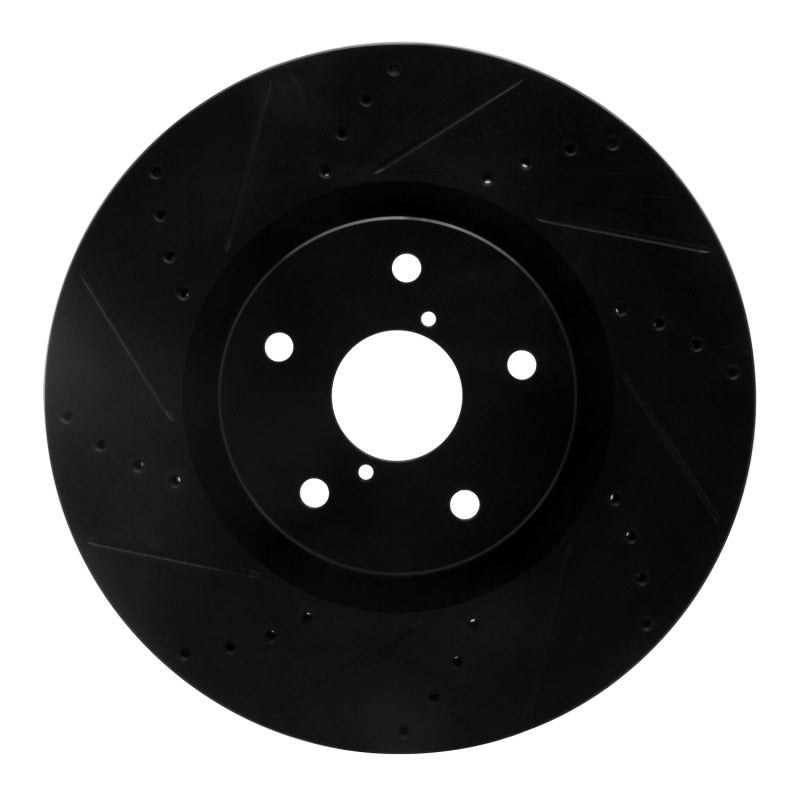 R1 Concepts R1 05-17 Subaru WRX STI Front Left Drilled & Slotted Black Brake Rotor