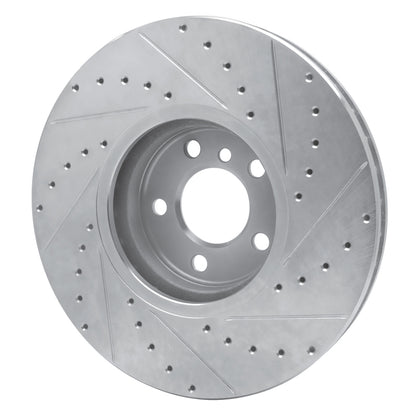 R1 Concepts R1 02-06 BMW X5 Front Left Drilled & Slotted Silver Brake Rotor