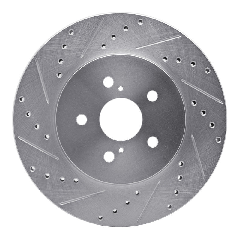 R1 Concepts R1 04-09 Lexus RX350 Front Left Drilled & Slotted Silver Brake Rotor