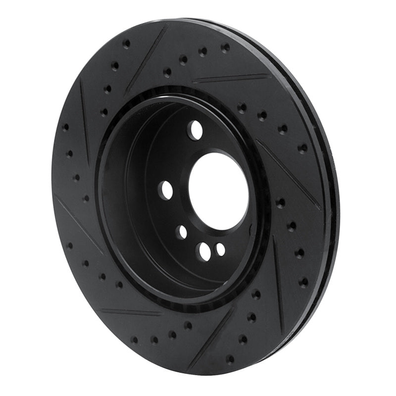 R1 Concepts R1 92-99 Mercedes-Benz 500SEL Rear Right Drilled & Slotted Black Brake Rotor