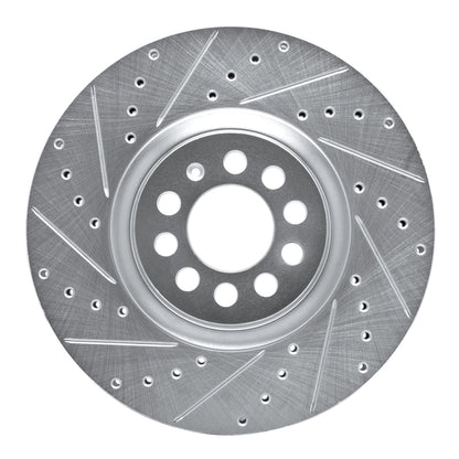 R1 Concepts R1 00-06 Audi TT Front Left Drilled & Slotted Silver Brake Rotor