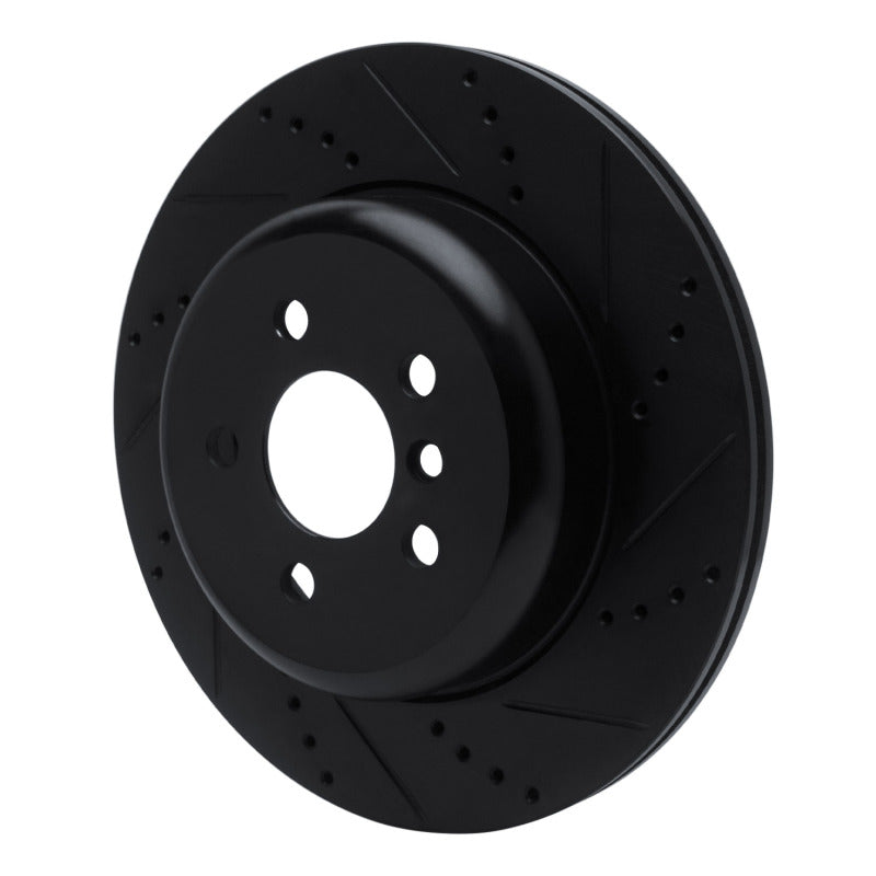 R1 Concepts R1 17-25 BMW 530I Left Rear Drilled & Slotted Black Brake Rotor