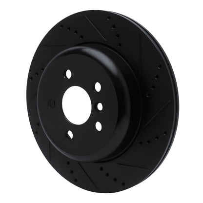 R1 Concepts R1 17-25 BMW 530I Left Rear Drilled & Slotted Black Brake Rotor