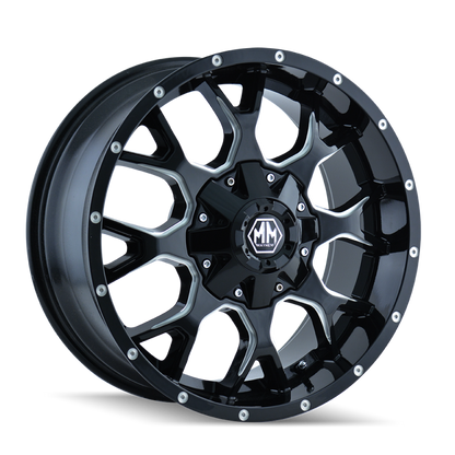 Mayhem 8015 Warrior 20x9 / 8x170 BP / 18mm Offset / 125.2mm Hub Gloss Black Milled Wheel
