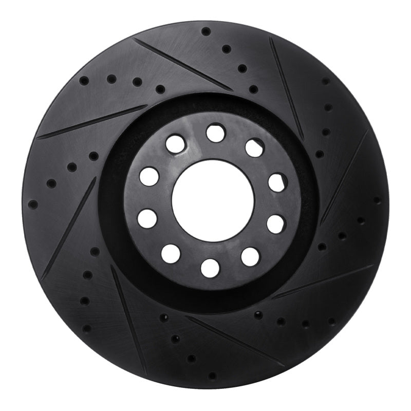 R1 Concepts R1 00-03 Audi A8 Front Right Drilled & Slotted Black Brake Rotor