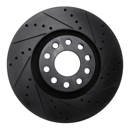 R1 Concepts R1 00-03 Audi A8 Front Right Drilled & Slotted Black Brake Rotor
