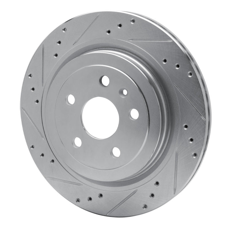 R1 Concepts R1 08-14 Cadillac CTS Rear Left Drilled & Slotted Silver Brake Rotor