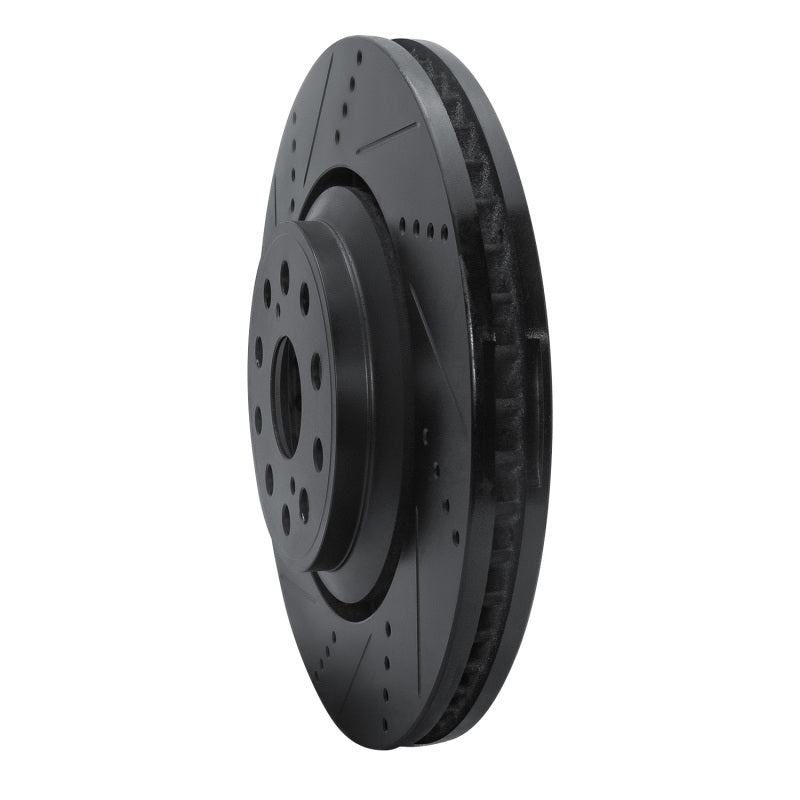 R1 Concepts R1 07-23 Lexus LS500h Left Front Drilled & Slotted Black Brake Rotor