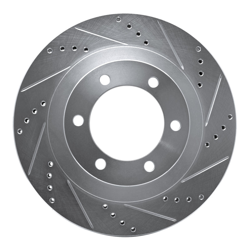R1 Concepts R1 03-09 Lexus GX470 Front Right Drilled & Slotted Silver Brake Rotor