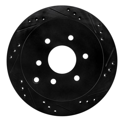 R1 Concepts R1 05-25 Nissan Frontier Rear Right Drilled & Slotted Black Brake Rotor