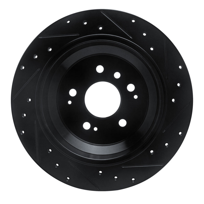R1 Concepts R1 16-25 Honda Ridgeline Rear Left Drilled & Slotted Black Brake Rotor