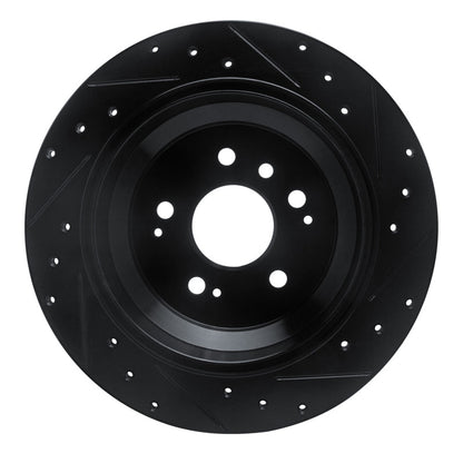 R1 Concepts R1 16-25 Honda Ridgeline Rear Left Drilled & Slotted Black Brake Rotor
