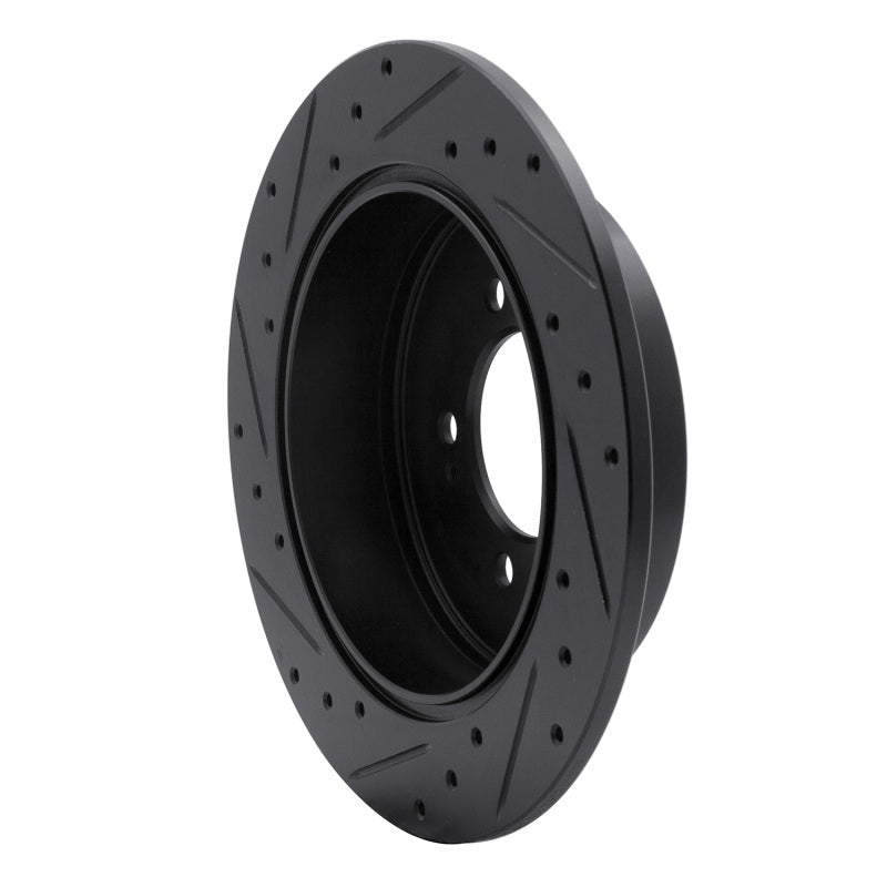 R1 Concepts R1 07-15 Mitsubishi Lancer Rear Right Drilled & Slotted Black Brake Rotor