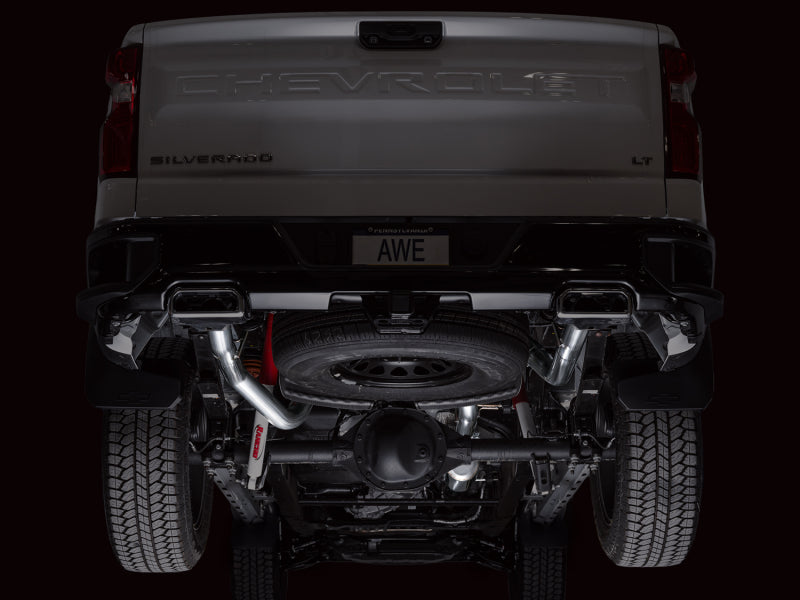AWE Tuning 4th Gen GM 1500 5.3L 0FG Cat-Back Split Rear Exit (w/ Bumper Cutouts) - OE Tips