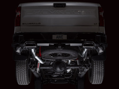 AWE Tuning 4th Gen GM 1500 5.3L 0FG Cat-Back Split Rear Exit (w/ Bumper Cutouts) - OE Tips