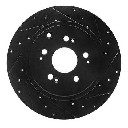R1 Concepts R1 06-14 Honda Ridgeline Rear Right Drilled & Slotted Black Brake Rotor