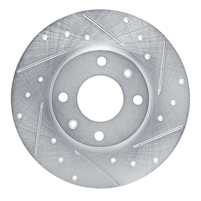 R1 Concepts R1 89-91 Peugeot 405 Front Right Drilled & Slotted Silver Brake Rotor
