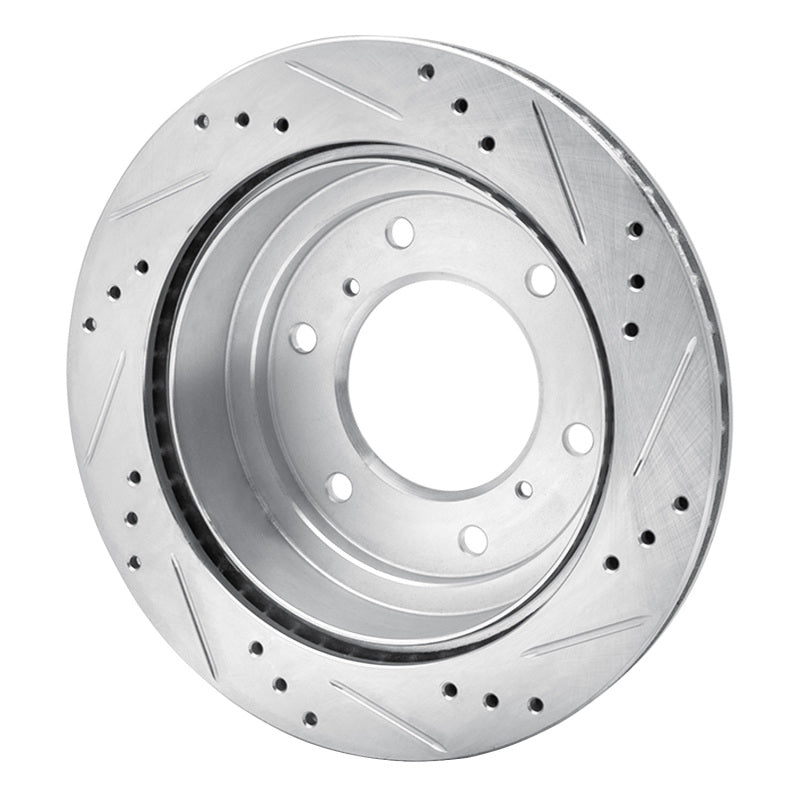 R1 Concepts R1 00-06 Mitsubishi Montero Rear Left Drilled & Slotted Silver Brake Rotor