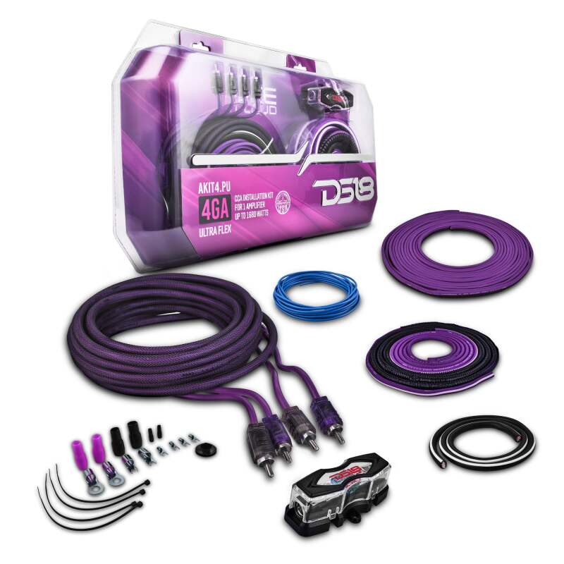 DS18 4-GA Amplifier Install Kit Advance- Purple