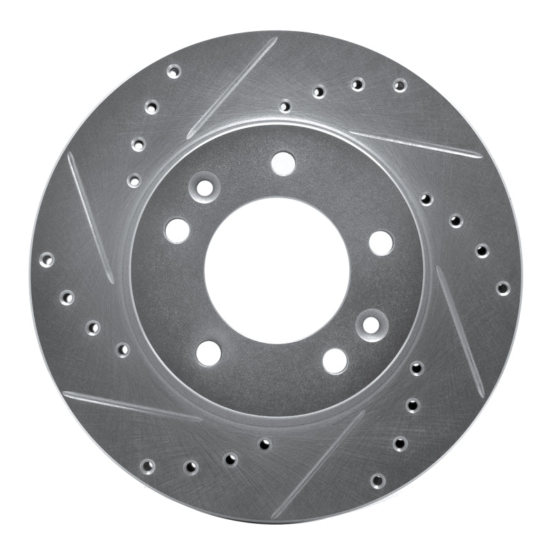 R1 Concepts R1 86-91 Mazda RX-7 Front Left Drilled & Slotted Silver Brake Rotor