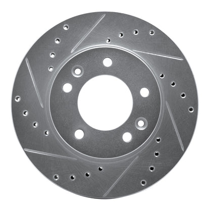 R1 Concepts R1 86-91 Mazda RX-7 Front Left Drilled & Slotted Silver Brake Rotor
