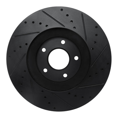 R1 Concepts R1 03-05 Nissan Maxima Front Left Drilled & Slotted Black Brake Rotor