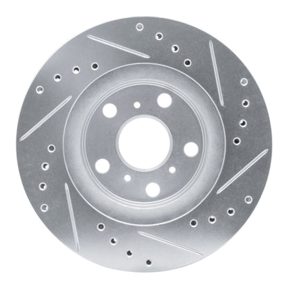 R1 Concepts R1 86-89 Toyota Celica Front Left Drilled & Slotted Silver Brake Rotor