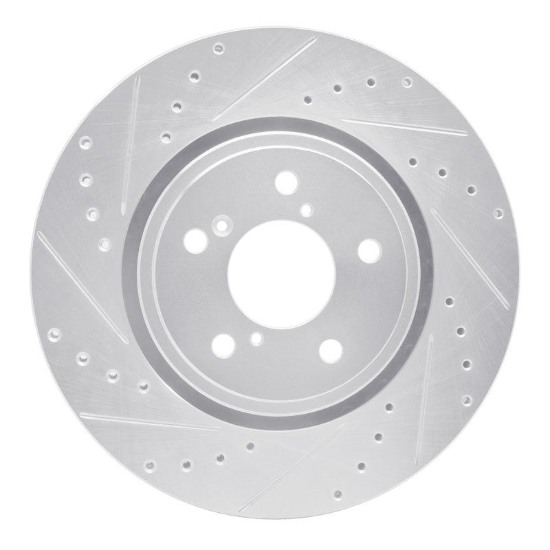 R1 Concepts R1 17-20 Acura MDX Front Left Drilled & Slotted Silver Brake Rotor