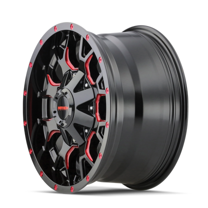 Mayhem 8015 Warrior 17x9 / 5x127 BP / 18mm Offset / 87mm Hub Black w/ Prism Red Wheel