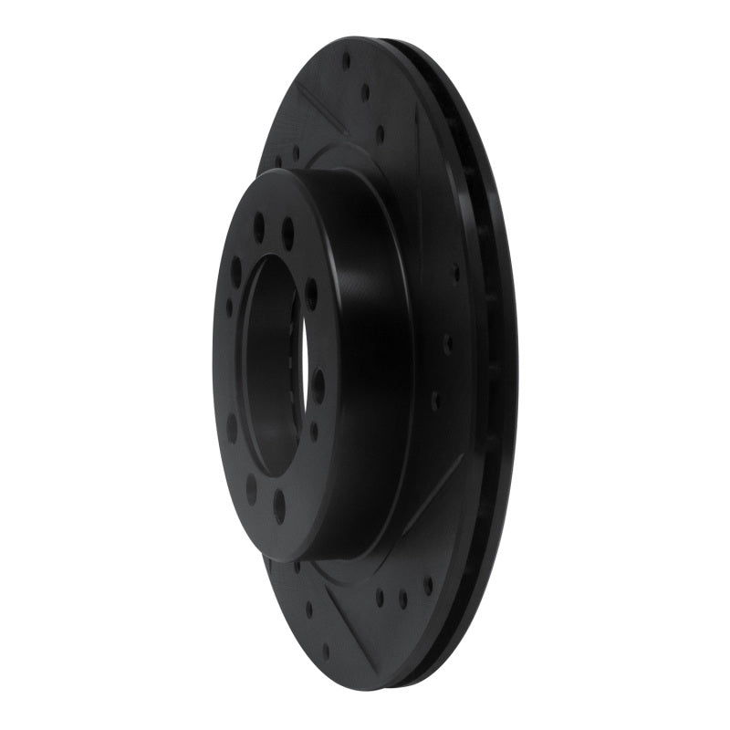 R1 Concepts R1 83-89 Chrysler Conquest Rear Right Drilled & Slotted Black Brake Rotor