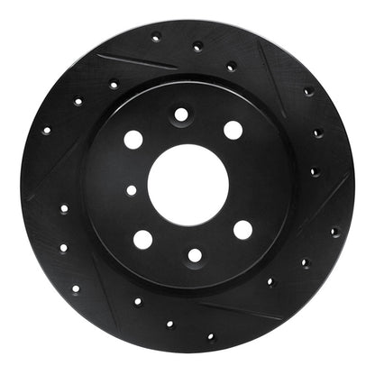 R1 Concepts R1 94-00 Kia Spectra Front Right Drilled & Slotted Black Brake Rotor