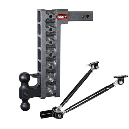 GEN-Y Hitch Gen-Y Mega Duty 2in Shank 15in Drop 16K Hitch w/Dual-Ball/Pintle Lock/Stabilizer Kit