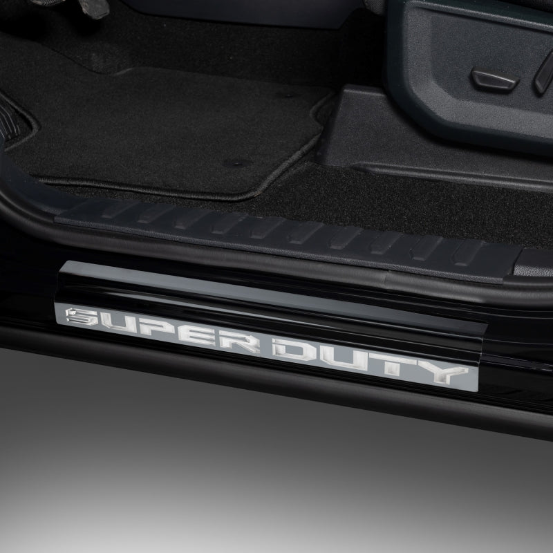 Putco 99-16 Ford SuperDuty Crew Cab w/ SUPERDUTY Etching (4pcs) Black Platinum Door Sills