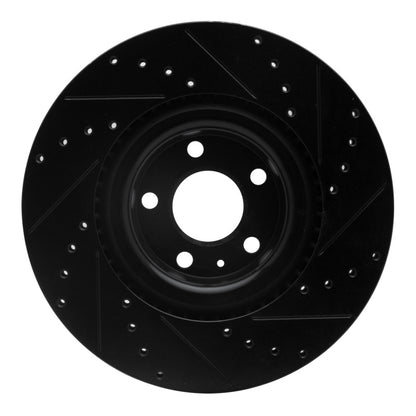 R1 Concepts R1 04-09 Audi S4 Front Left Drilled & Slotted Black Brake Rotor