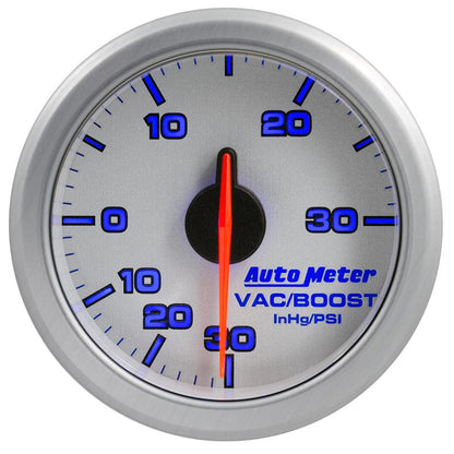 Autometer Airdrive 2-1/6in Boost/Vac Gauge 30in HG/30 PSI - Silver