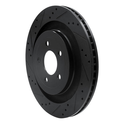 R1 Concepts R1 15-23 Ford Mustang Rear Left Drilled & Slotted Black Brake Rotor