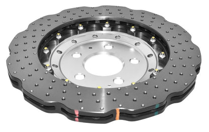 DBA 2014+ Audi RS Q3 Front 5000 Series Cross Drilled & Dimpled Rotor w/Clear Anodized Hat