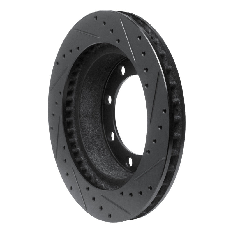 R1 Concepts R1 95-99 Ford F-250 4WD (Excl Super Duty) Front Left Drilled & Slotted Black Brake Rotor