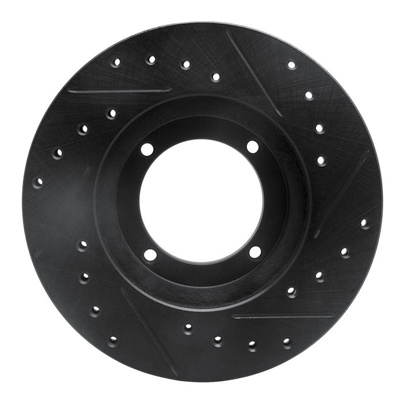 R1 Concepts R1 87-99 Hyundai Scoupe Front Left Drilled & Slotted Black Brake Rotor