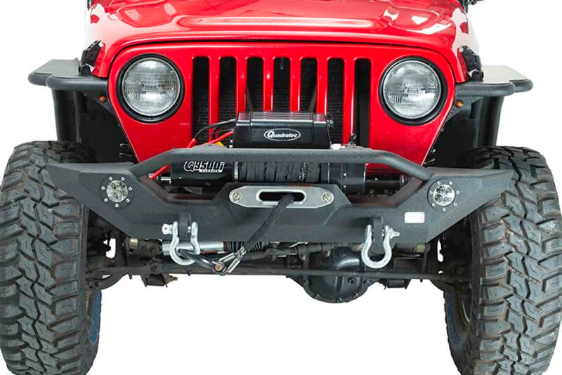 Fishbone Offroad 87-06 Jeep TJ/YJ Wrangler TJ/YJ Steel Front Bumper W/LEDs - Blk Textured Pawdercoat