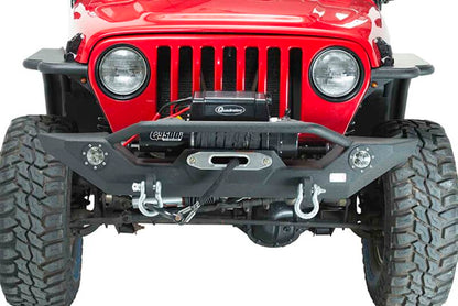 Fishbone Offroad 87-06 Jeep TJ/YJ Wrangler TJ/YJ Steel Front Bumper W/LEDs - Blk Textured Pawdercoat