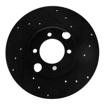 R1 Concepts R1 83-93 Jaguar XJRS Rear Right Drilled & Slotted Black Brake Rotor